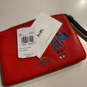 Coach x Marvel Corner Zip Wristlet With Spider Man
